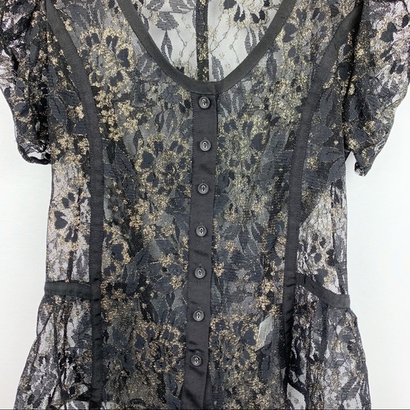 Charlotte Russe Ruffle Sleeve Sheer Lace Blouse - Picture 3 of 8
